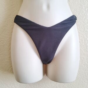 Seafolly Ribbed High Cut Bikini Swimsuit Bottom Size 2 Black New